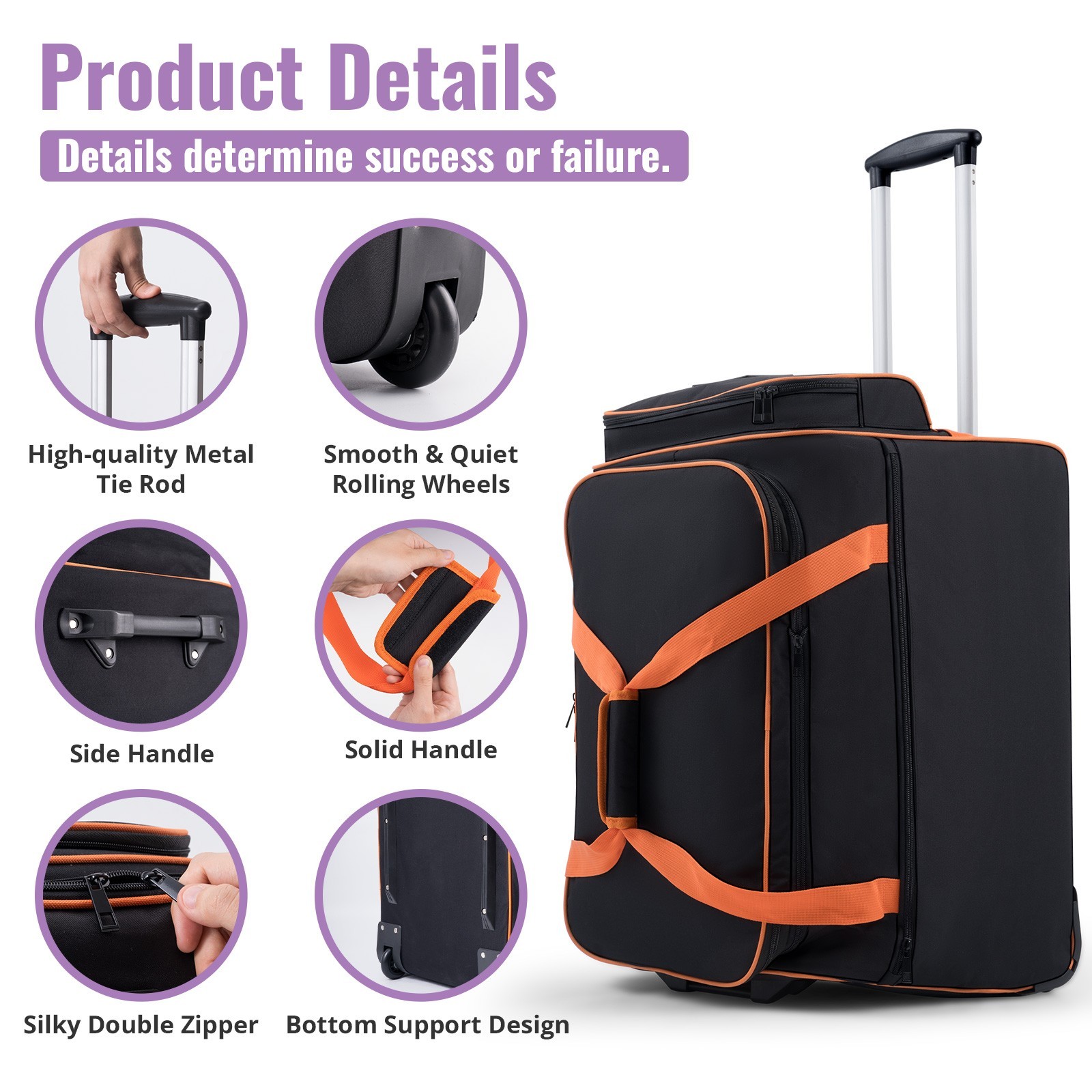 23″ Dance Bag with Garment Rack Dance Costumes Rolling Garment Bags For Travel