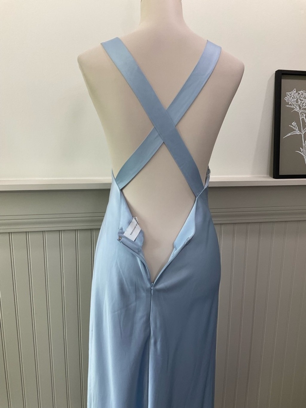 Significant Other Satin Maxi Dress Size 12 Light Blue Cross Strap Slip Dress