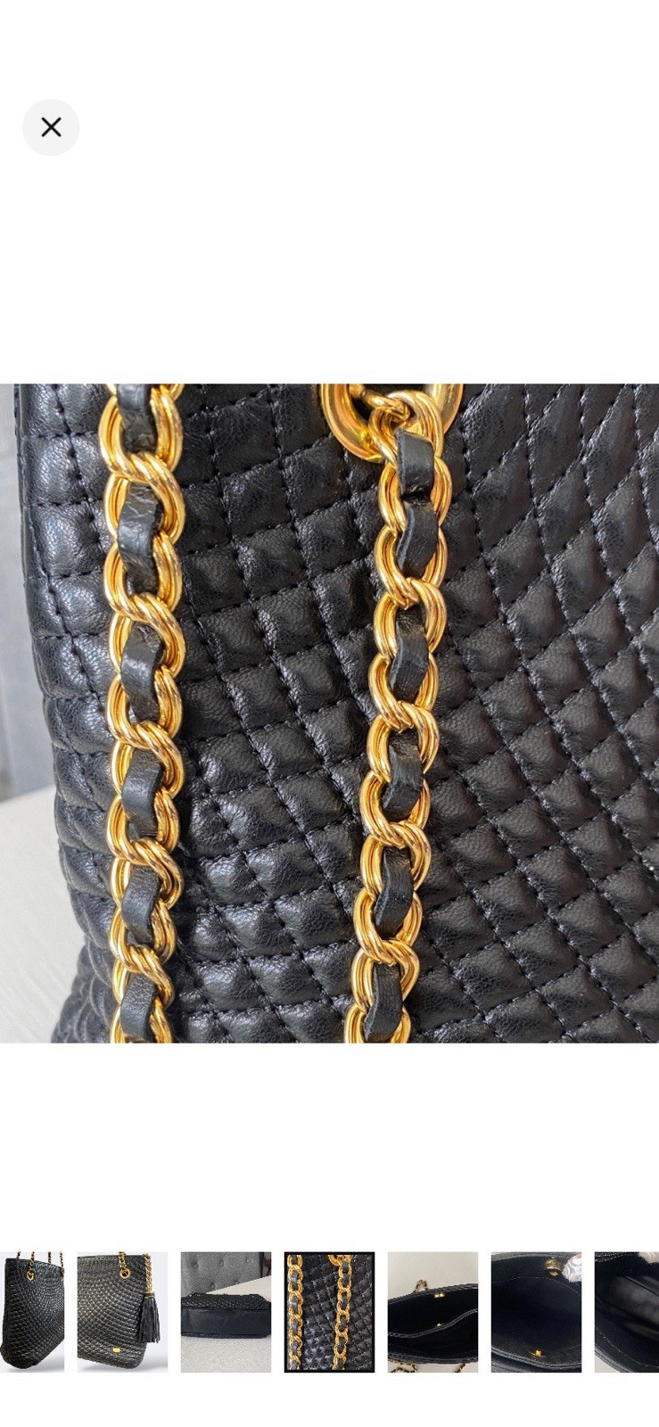 Bally Black Lambskin Chevron Quilting Shoulder Bag Leather Chain Tassel