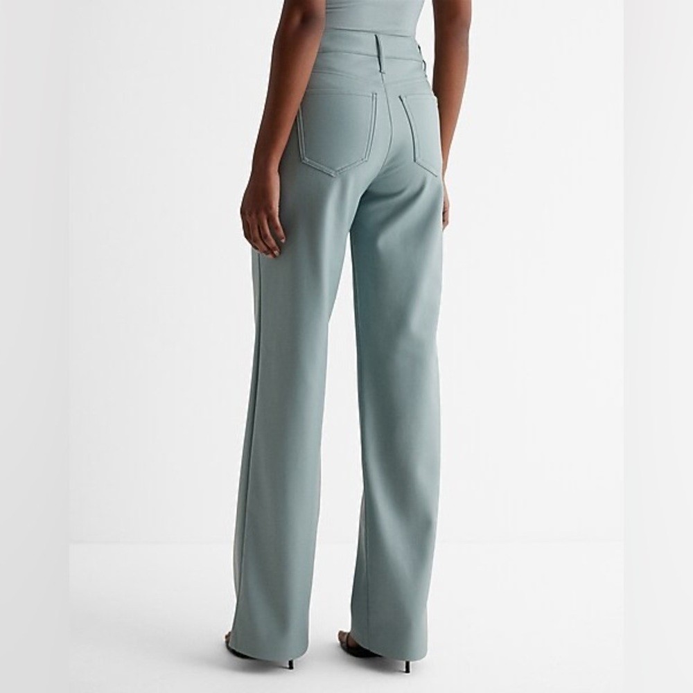 Vegan Leather Teal Wide Leg Pants