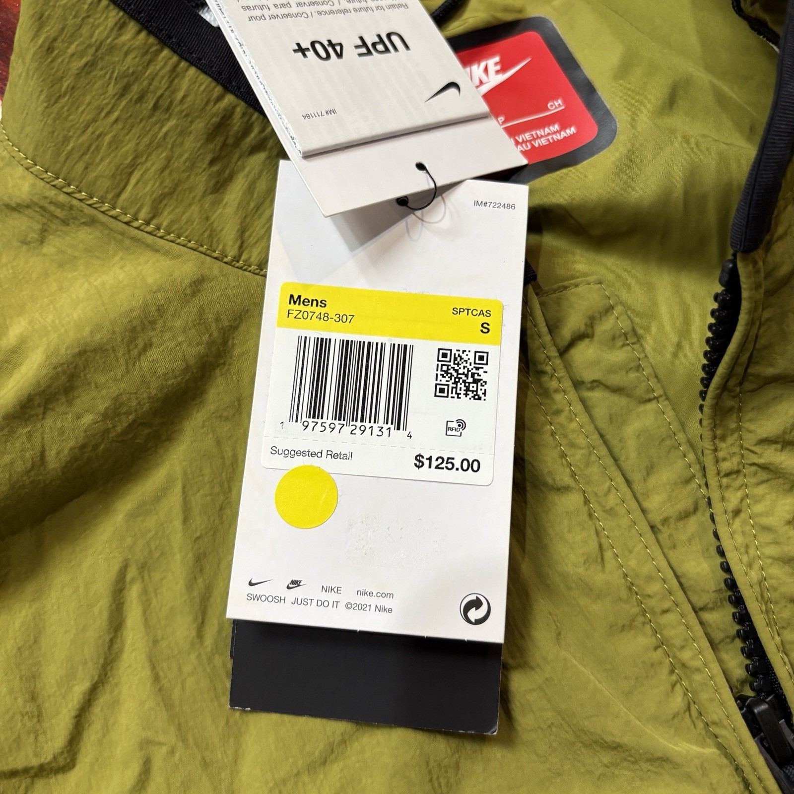 Nike Tech Woven Olive Green Pockets FZ Utility Wind Vest Men’s S FZ0748-307 NEW