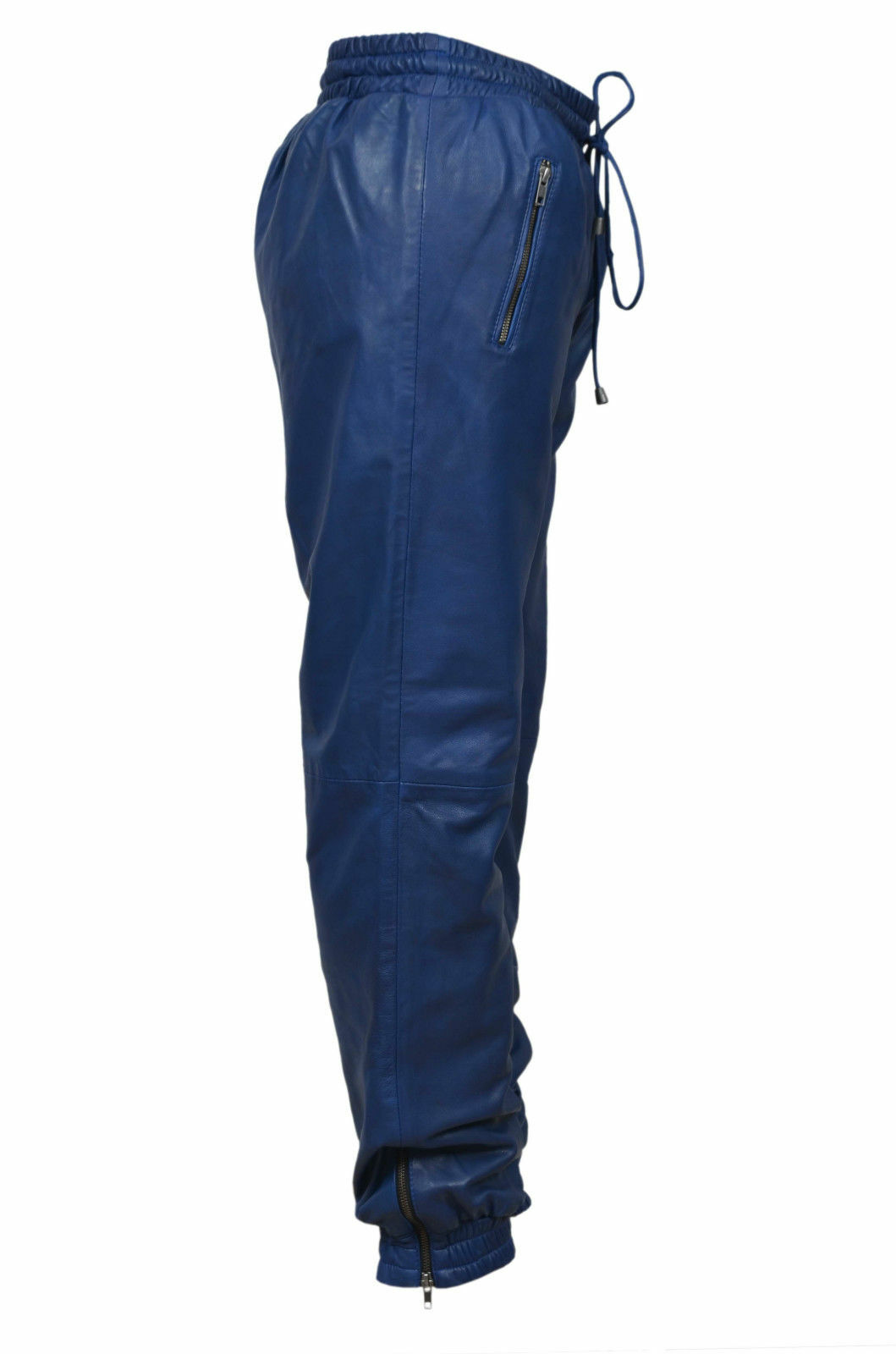 Men’s Blue Leather Pant 100% Real Lambskin Sweat Pants/Jogger Trousers Pant