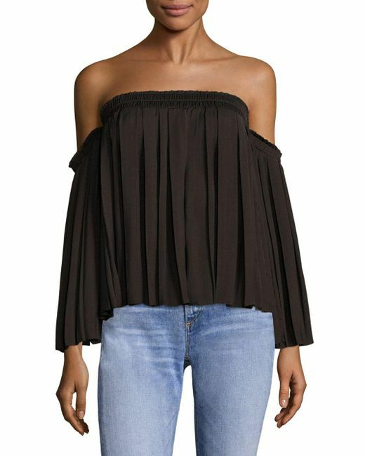 ELIZABETH AND JAMES Emelyn Pleated Off-the-shoulder Top In Carbon Small