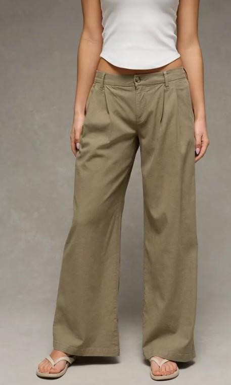 NWT American Eagle AE Low-Rise Linen-Blend Trouser