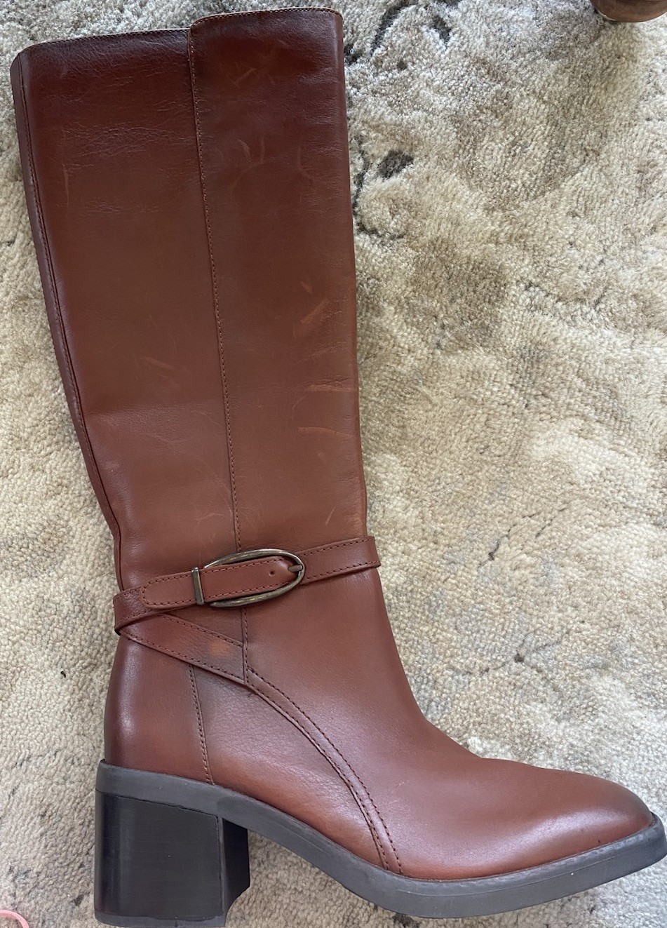 NWOT Naturalizer Women’s Brown Leather Tall Boots. Size 9.5 Square Toe Zip