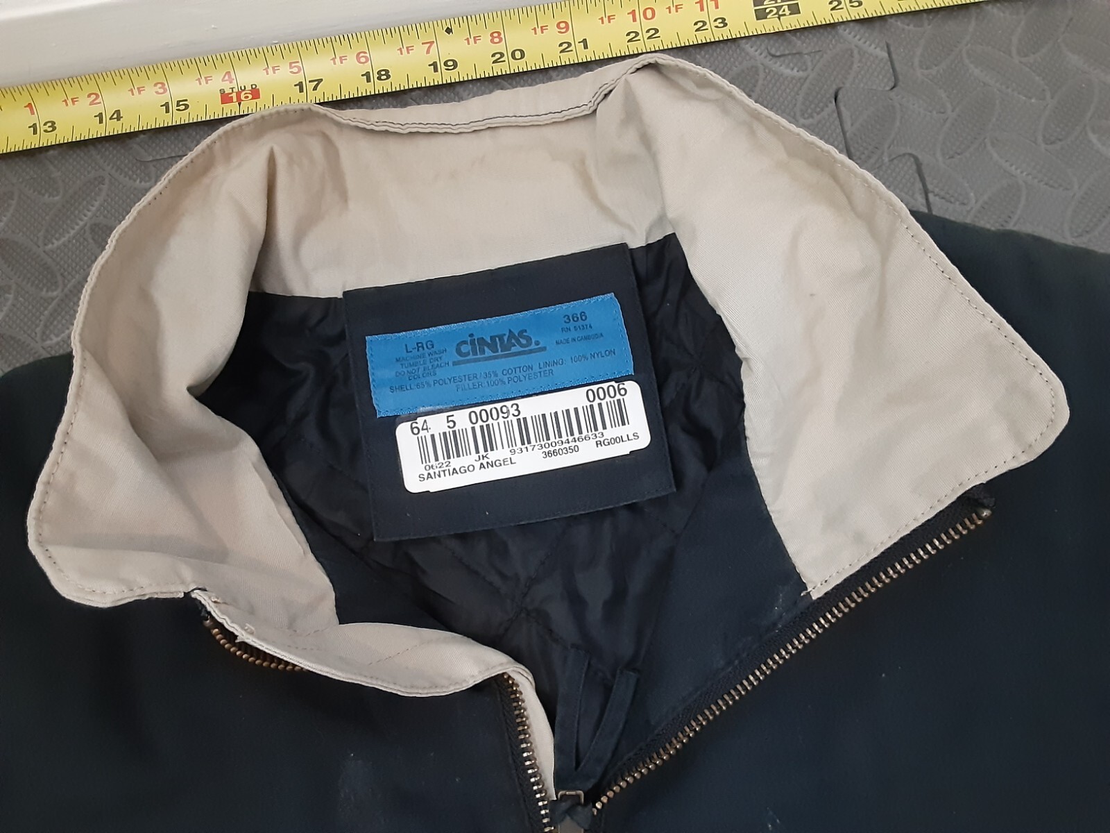Vintage Cintas Full Zip Black Work Jacket Men’s Size Large #S183