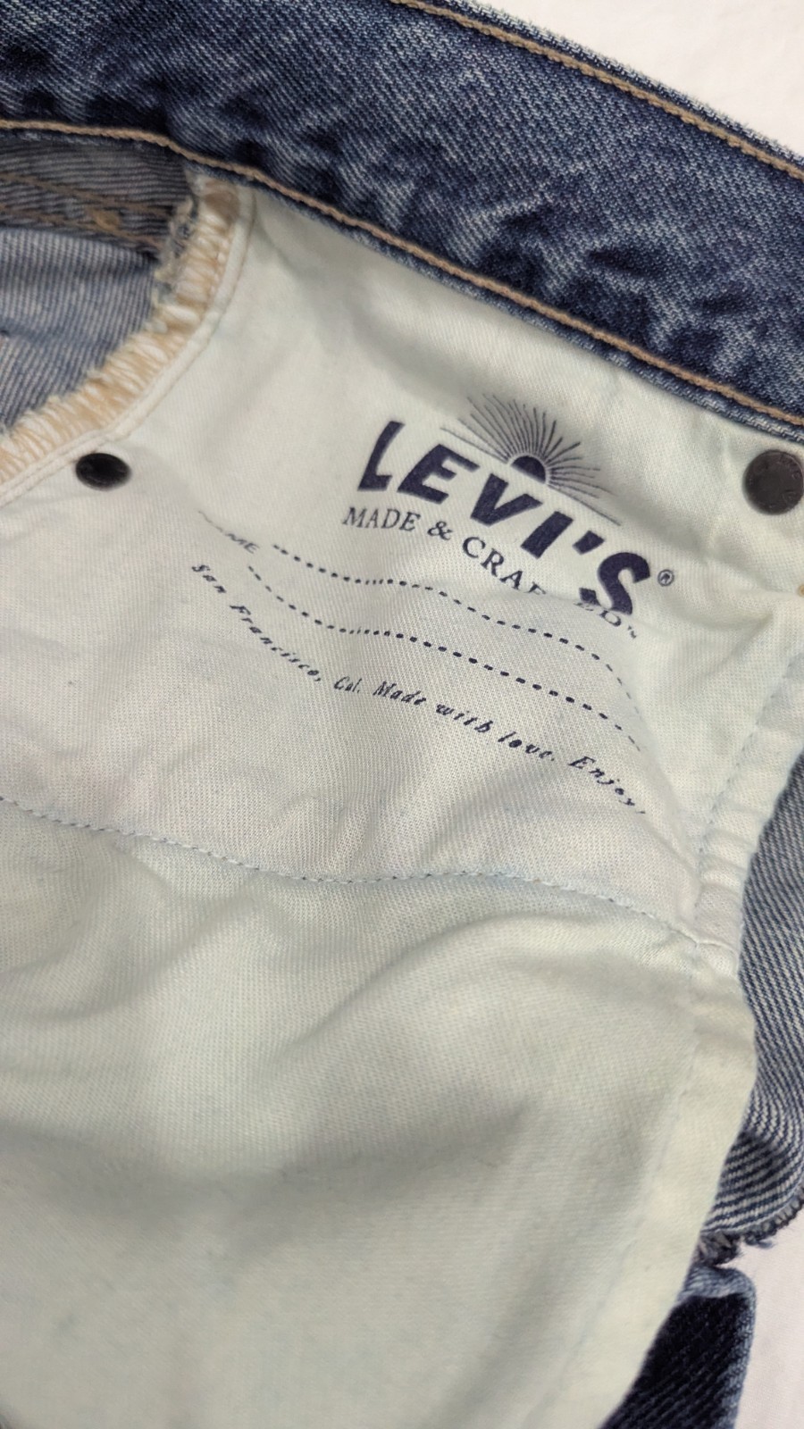Levi’s Made Crafted Column Pant Denim Jeans W26 L27 Women’s Blue Organic Cotton