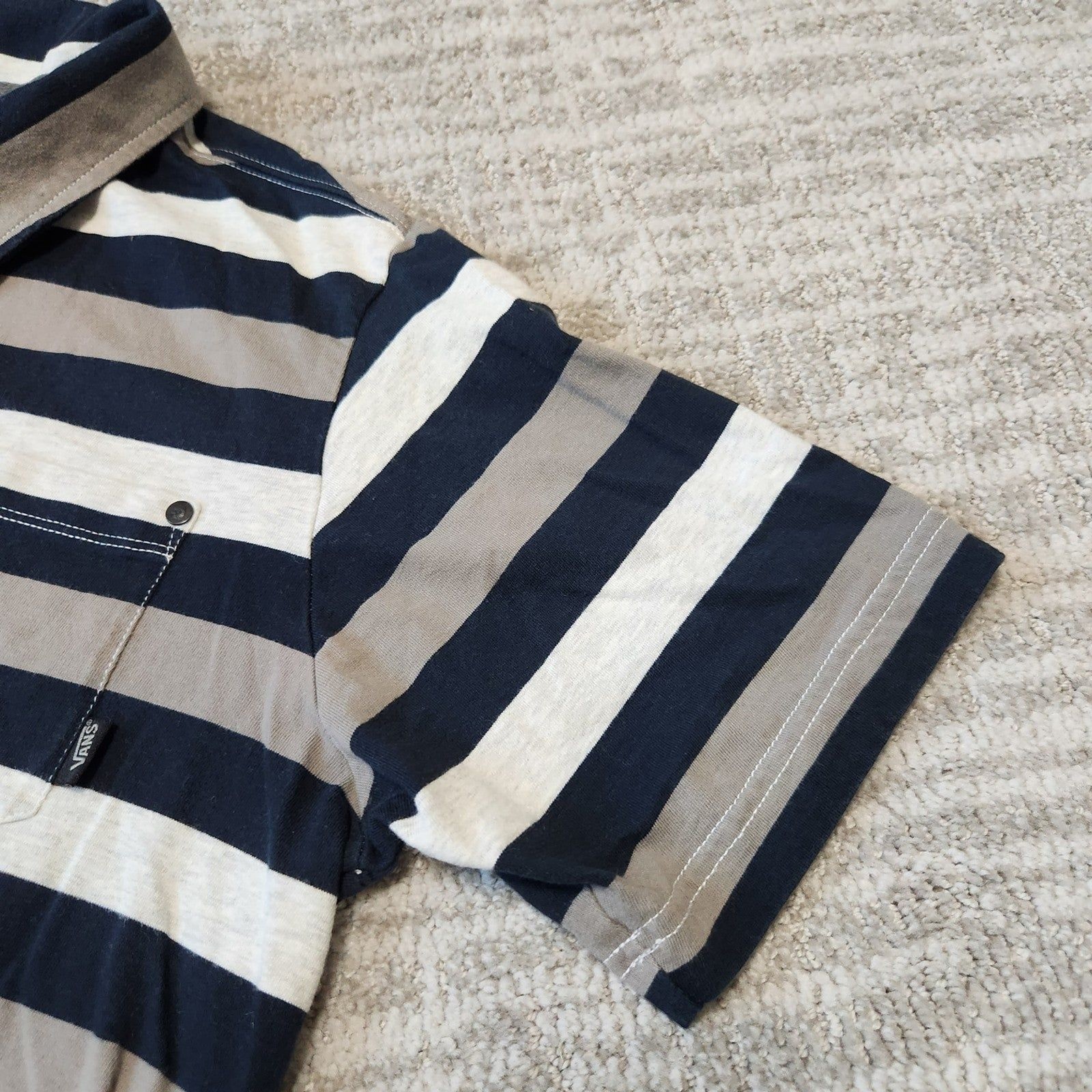 Van’s Classic Fit loose short sleeve stripe polo top size M men