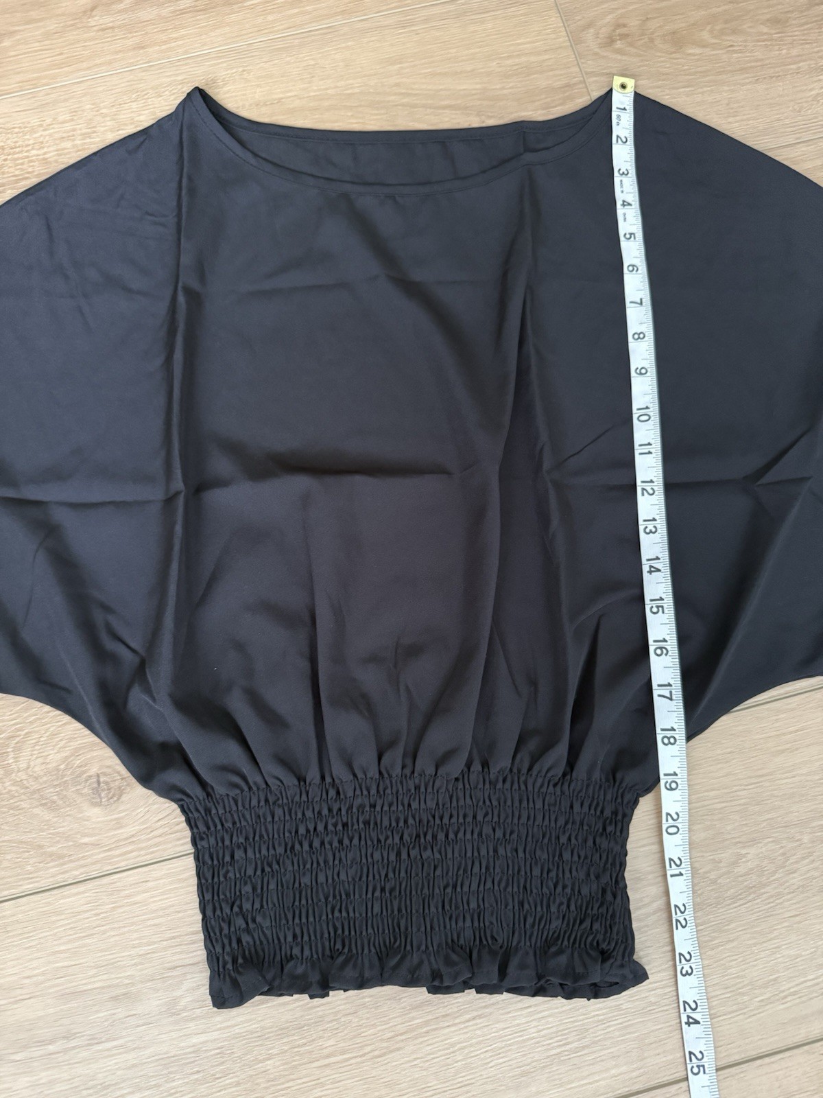 Women’s Batwing Short Sleeve Dolman Top Blouse with Elastic Waistband Hem Sz S