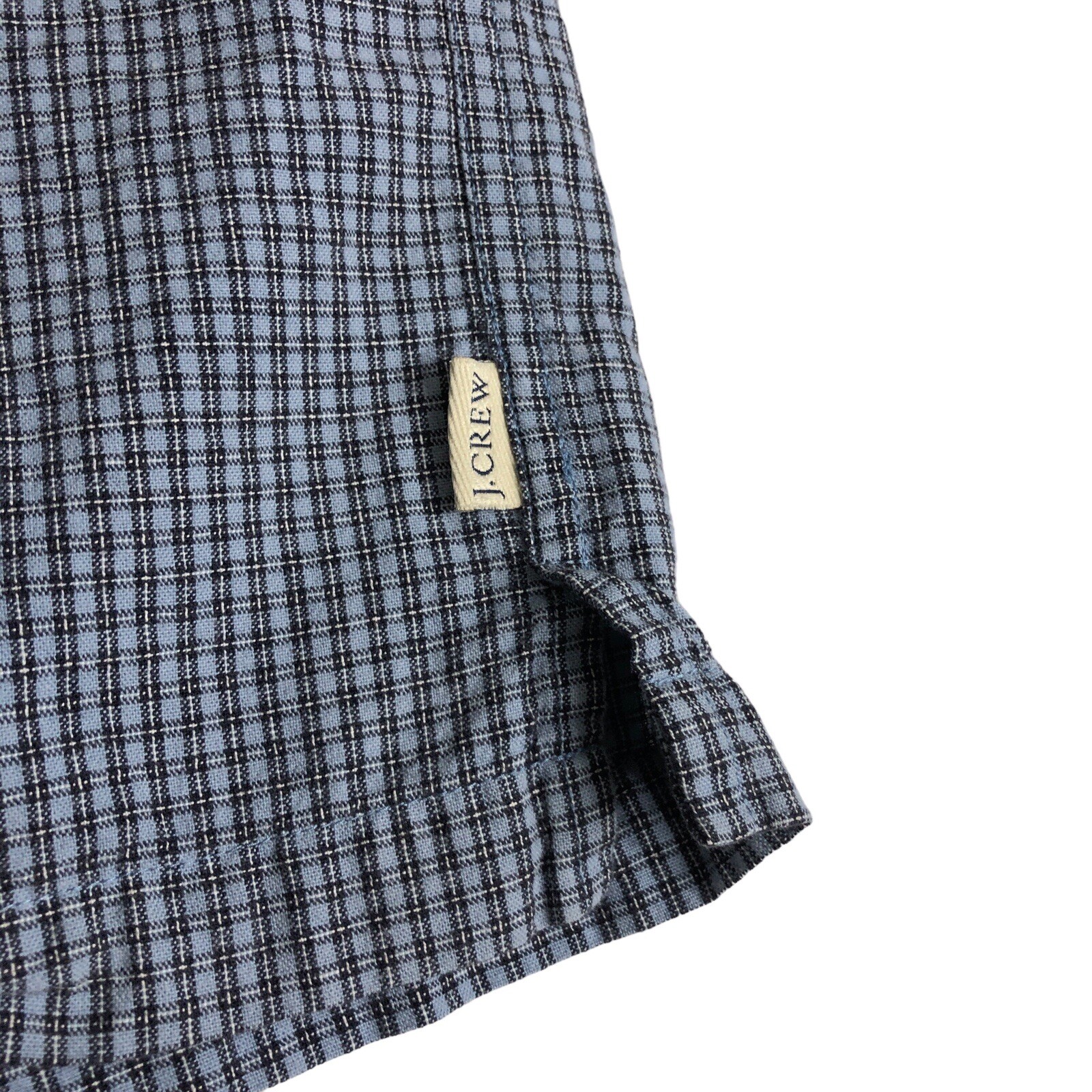 J Crew Shirt Men L Blue Plaid Short Sleeve Cotton Short Sleeve Button Y2K Preppy