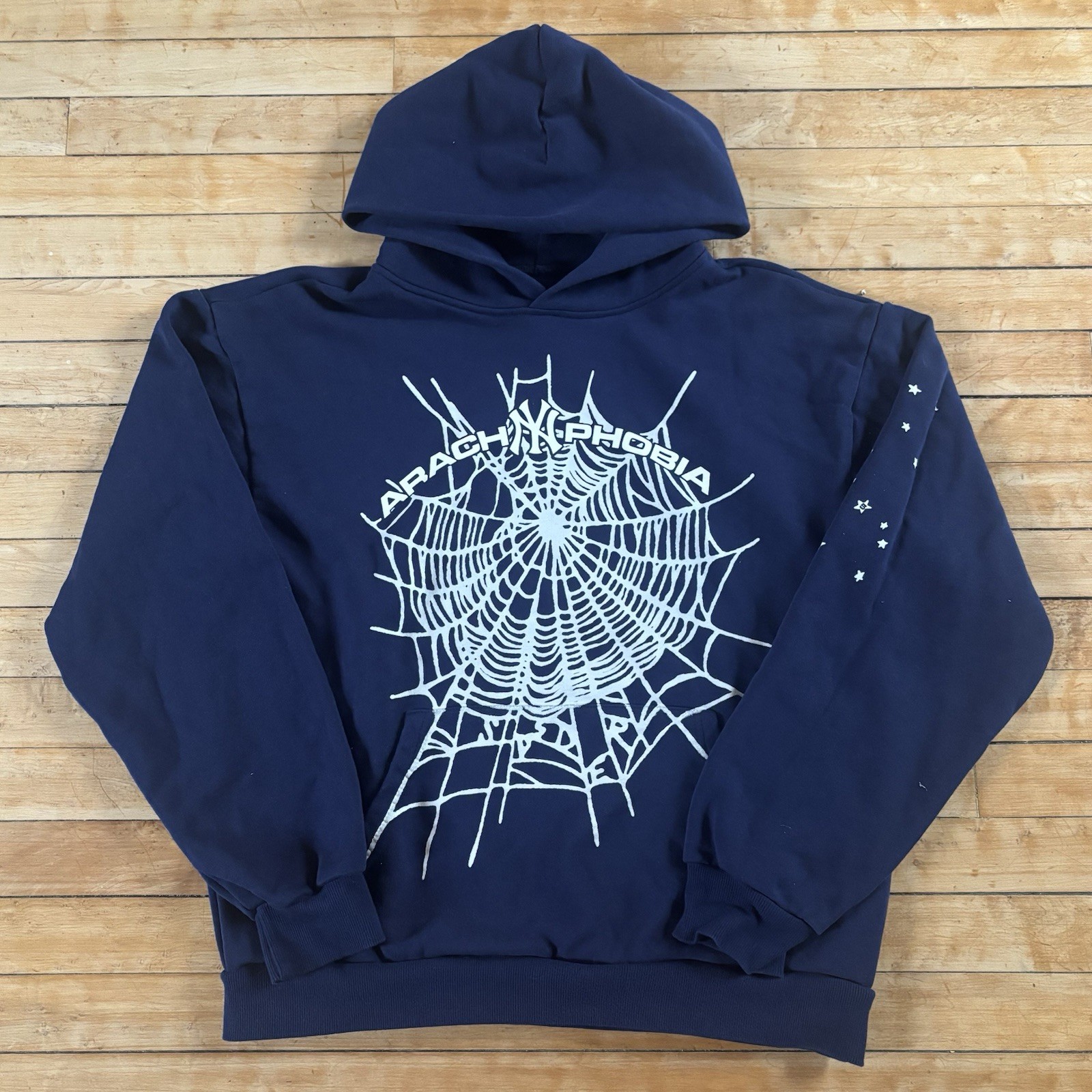 Sp5der Arach NY Phobia Web Hoodie Navy Blue Young Thug Authentic Size L Yankees