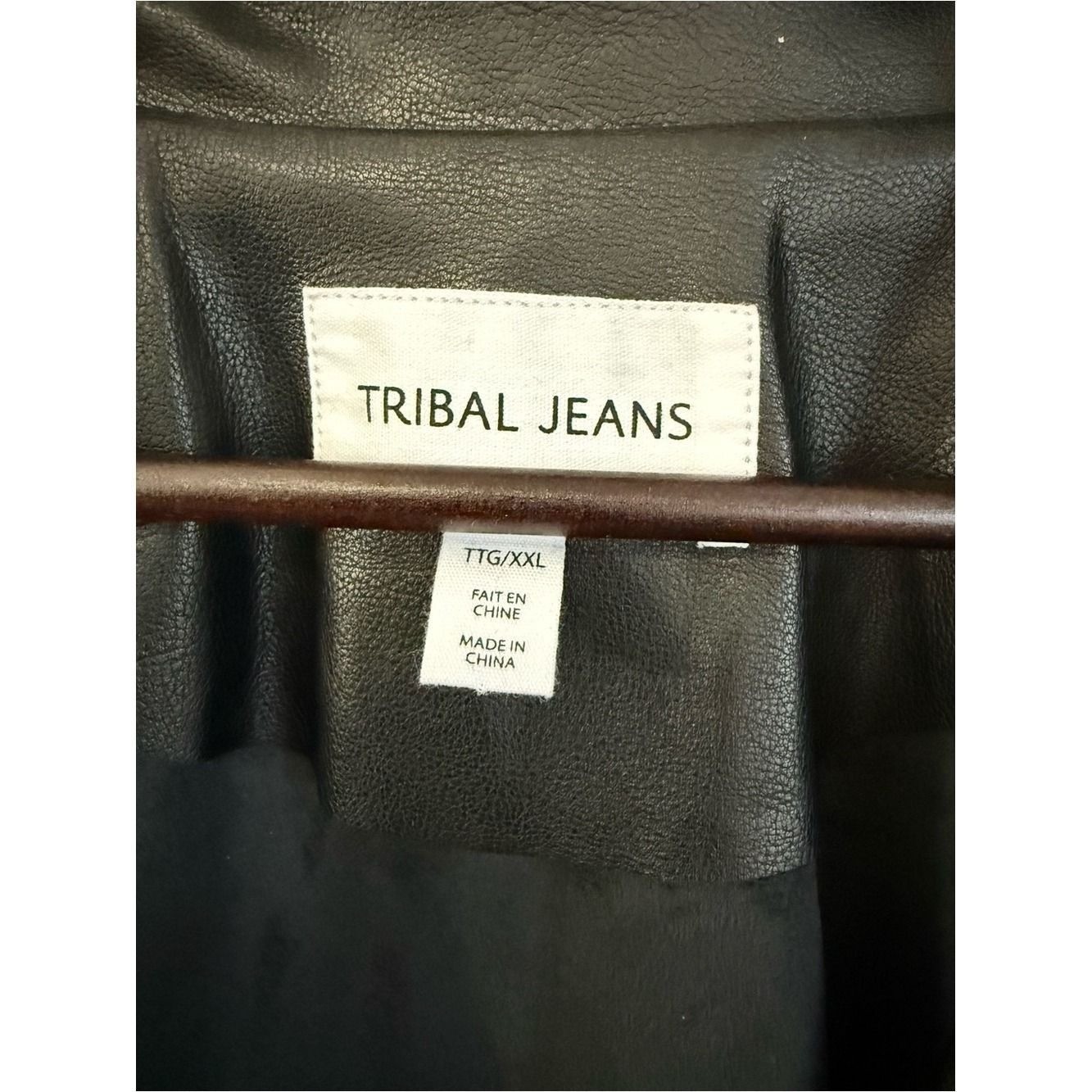Tribal Jeans Faux Leather Moto Jacket | Black | Soft Vegan Leather | TTG/XXL