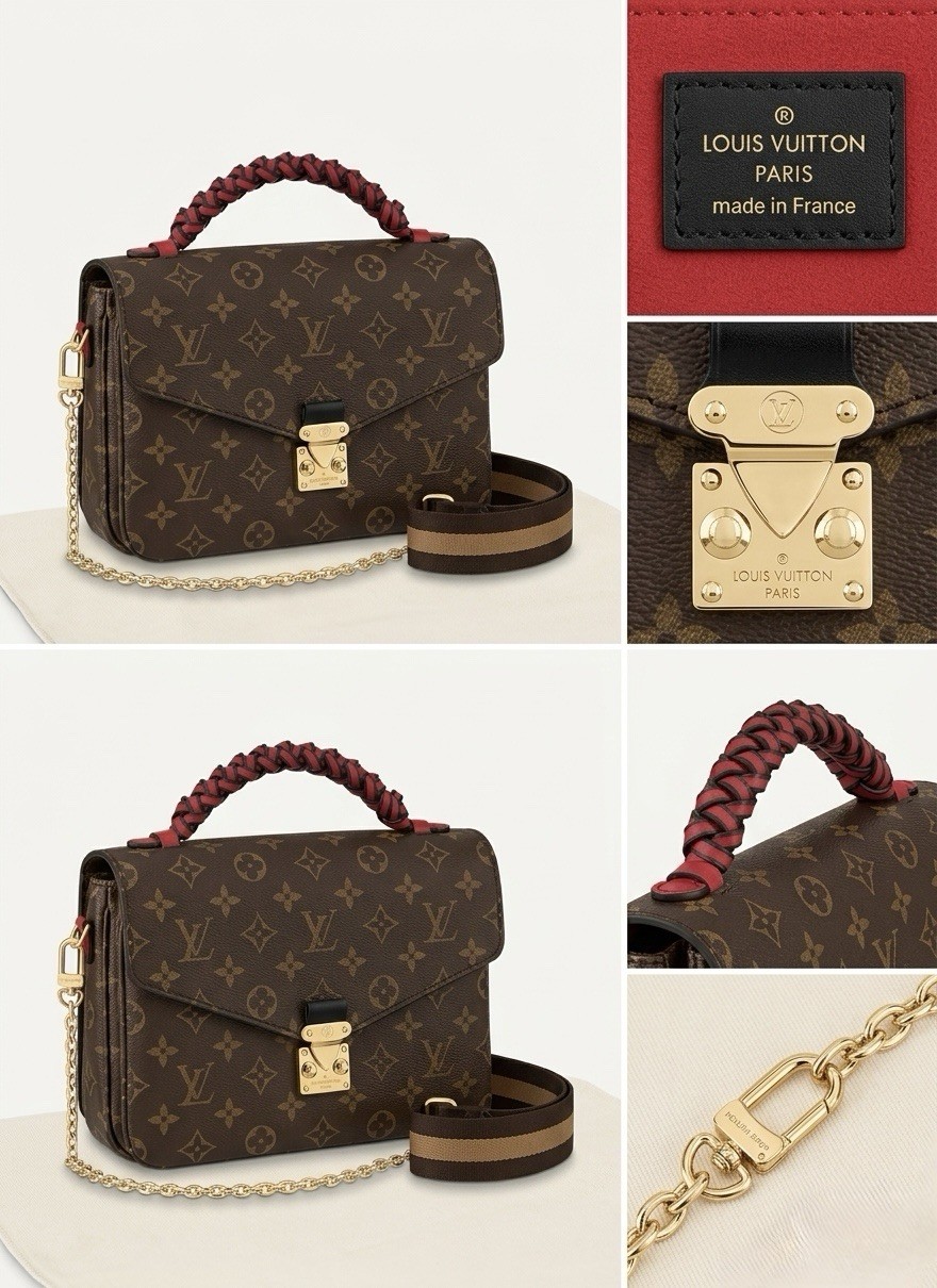 Louis Vuitton Pochette Metis Monogram Braided Handle Crossbody Bag Chain Strap⁠