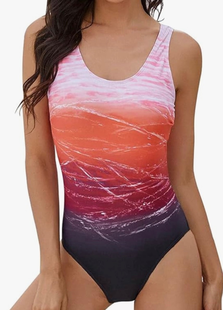 HEEKPEK Womens red black pink white one piece swimsuit Size L