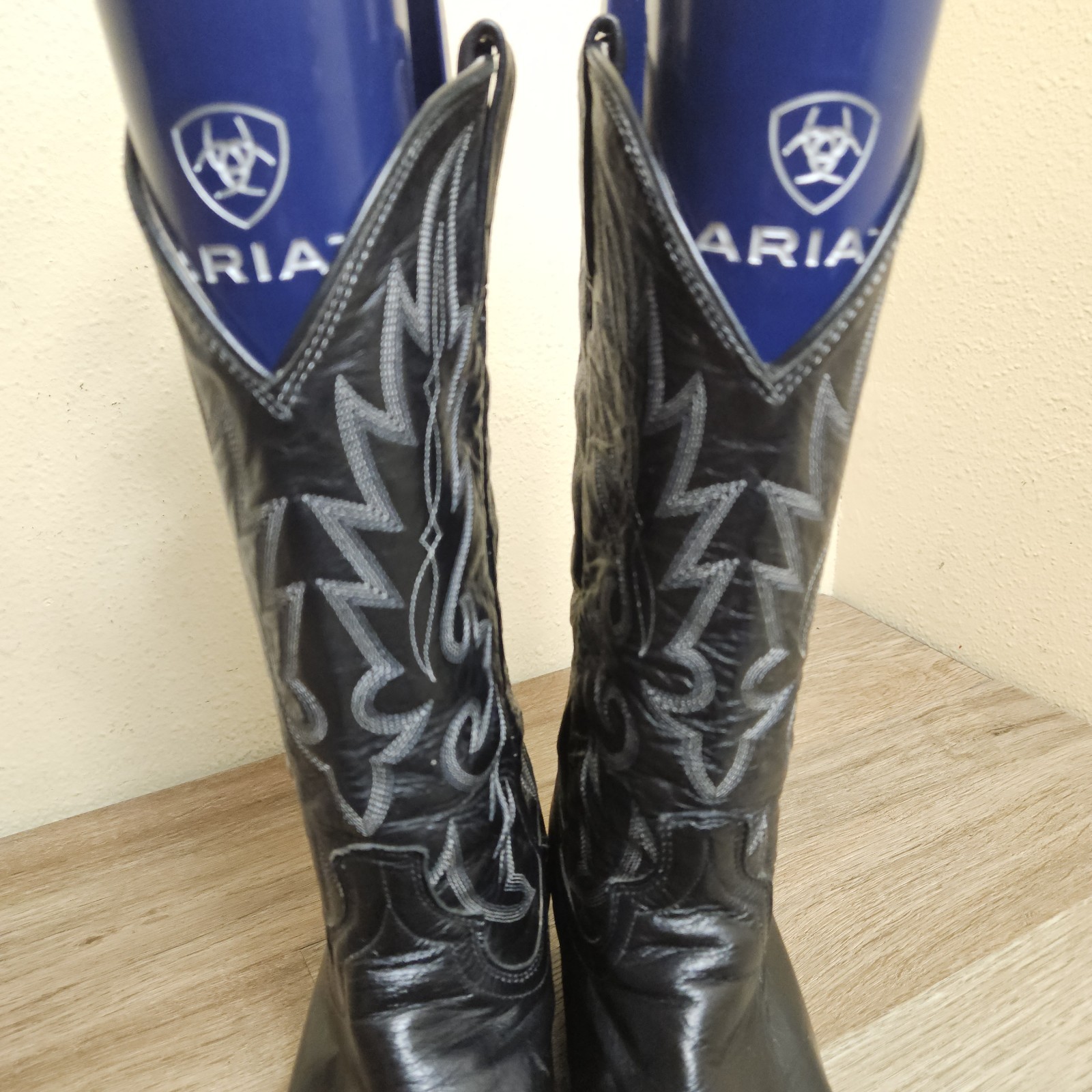 Dan Post 16791 El Paso Black Cowhide Cowboy Western Pull On Boots Mens Sz 8.5 EW