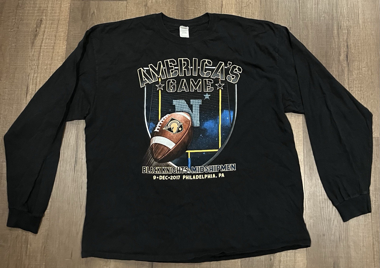 2017 Army vs Navy America’s Game Long Sleeve T Shirt, Gildan Size 2XL