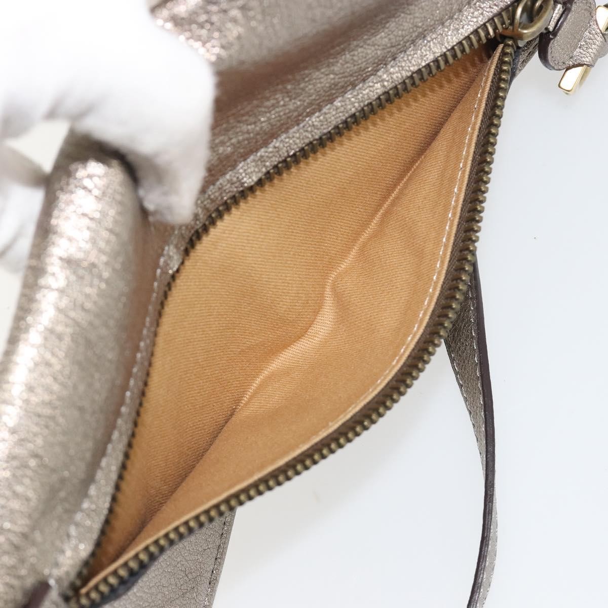 Salvatore Ferragamo Gancini Shoulder Bag Leather Silver Gold Auth 196304A