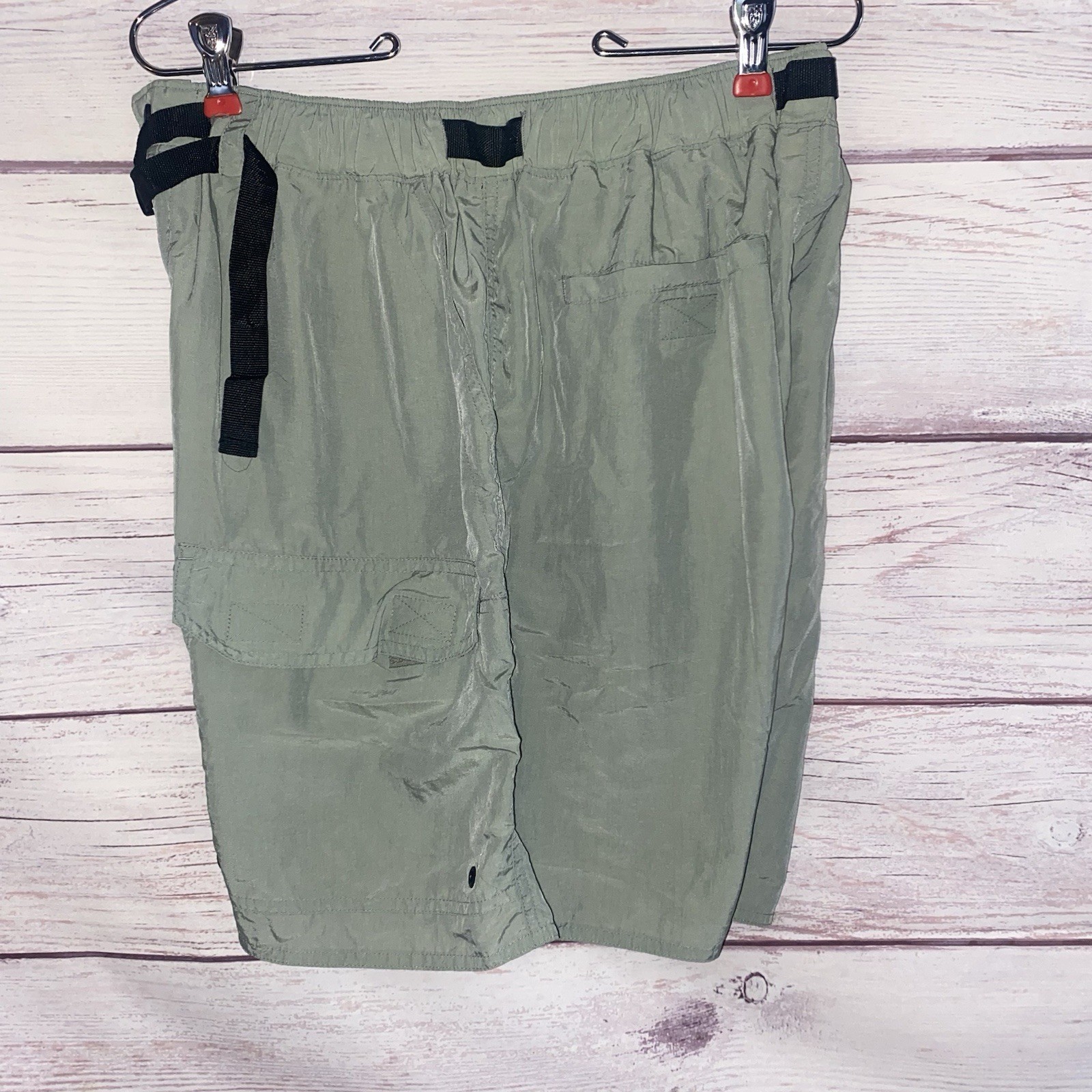 3 REI Mens Shorts L Light Green Tan Lt Tan Belted Hiking Outdoor A15