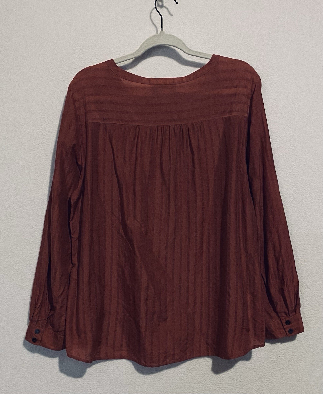 LOFT Top Womens XL Mauve Pink Striped Cotton Silk Button Up Essential Casual