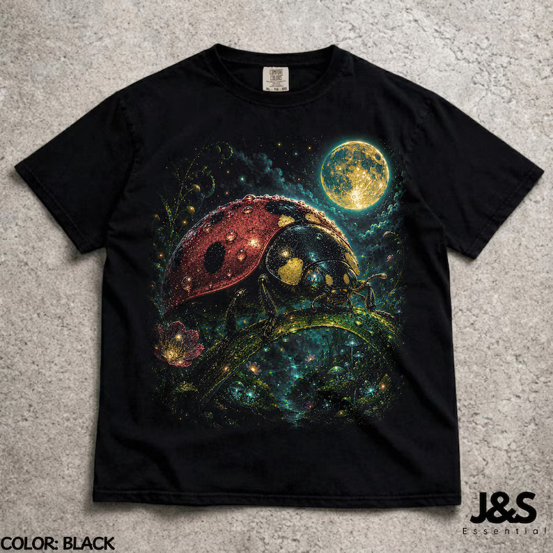 Ladybug Full Moon Vintage Insect Bug Comfort Tee