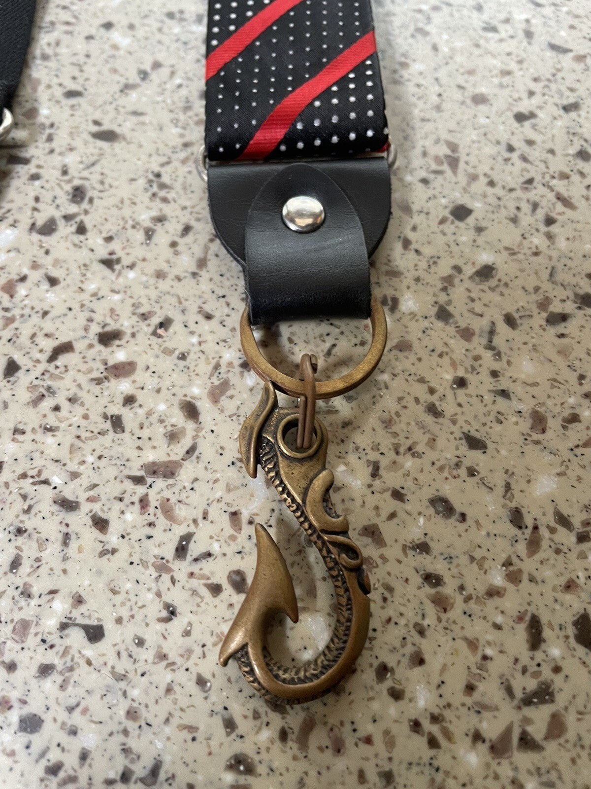 Black And Red Suspenders W/ Custom Brass Hardware