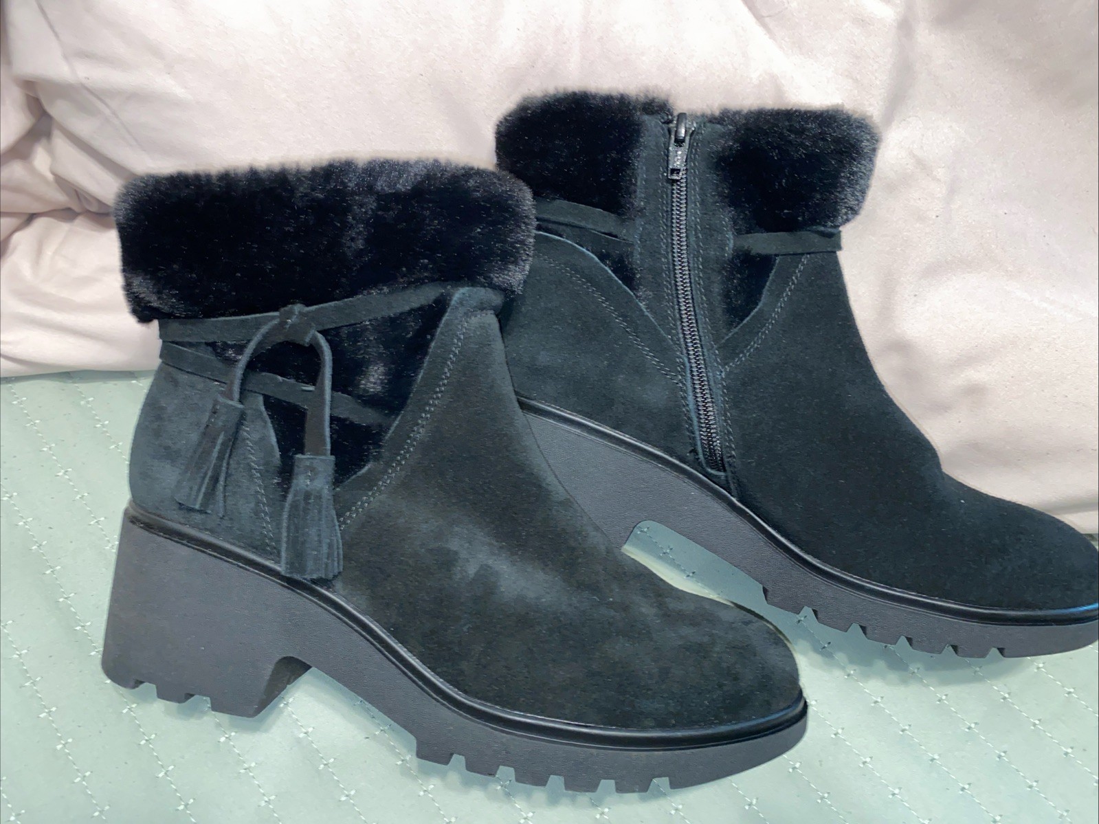 Baretraps Dolors Sz 9W Black Block Heel Weatherproof Ankle Booties