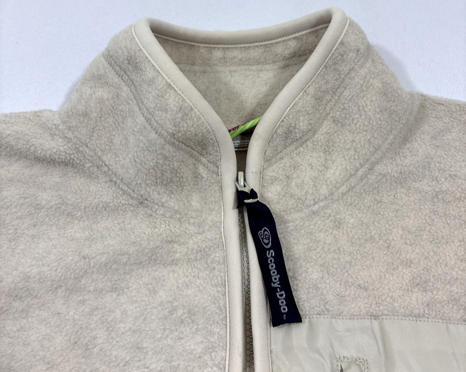 Scooby Doo Cartoon Network Fleece Jacket Mens XL Beige 1/2 Zip Pullover EUC