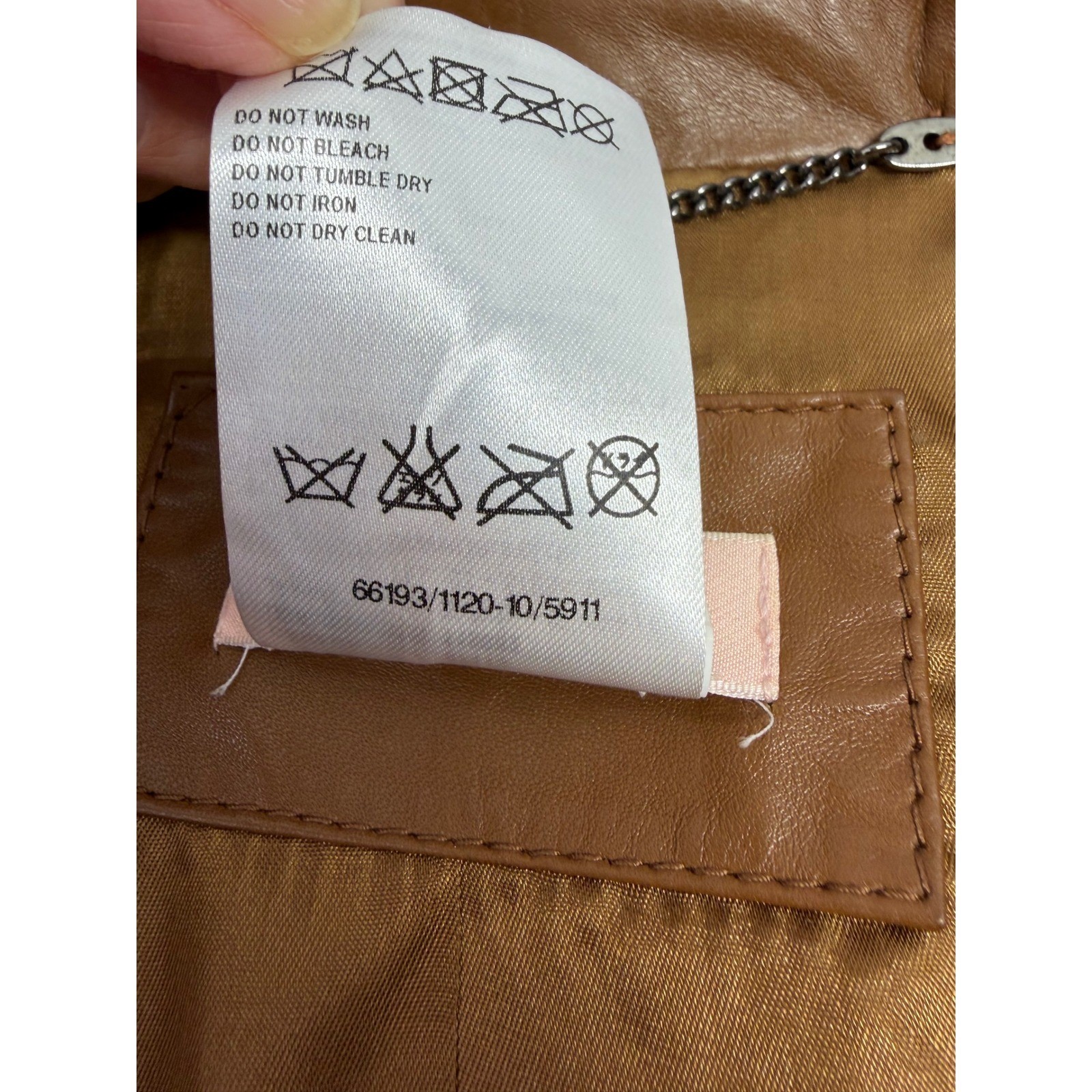 Lambskin Nappa Leather Moto Jacket Womens 8 Cognac Brown Biker Chic Designer