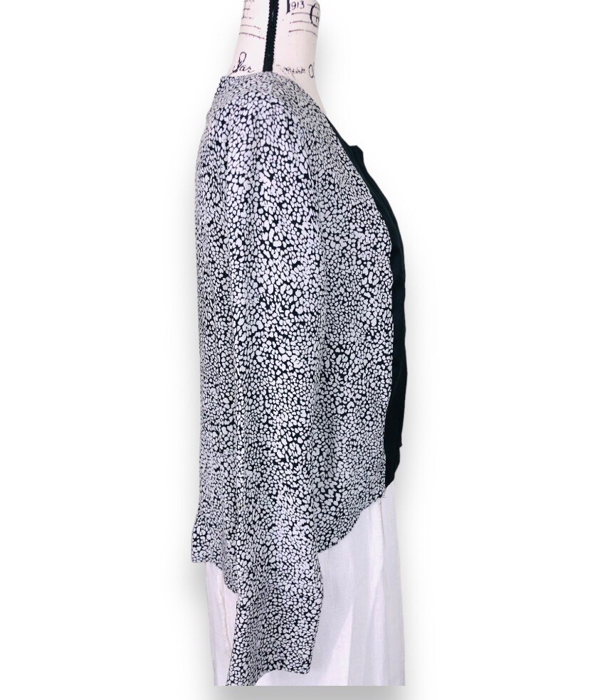 Robert Rodriguez Silk Blouse Size 6 Black White Abstract Print Long Sleeve