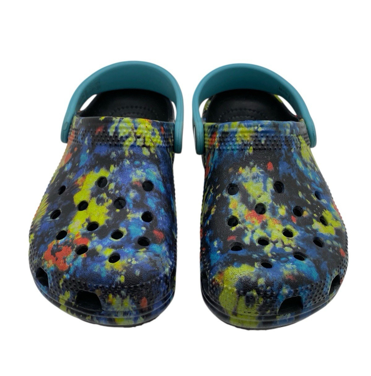 Crocs Classic Kids Shoes Tie Dye Multicolor Paint Splatter Slip On Clogs Sz C11