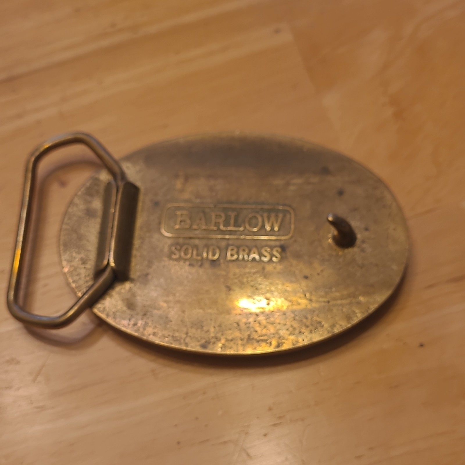 Barlow Solid Brass Oval Fish Western Belt Buckle Gold, Fits 1.75 in Belt