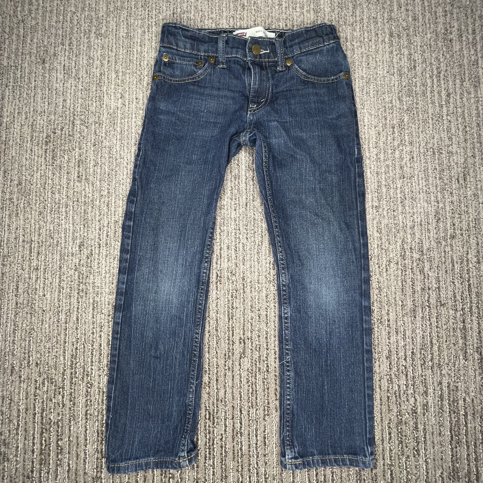 Levis Size 8 reg W24 Boys Kids Jeans 511 Slim Mid Rise Blue Denim