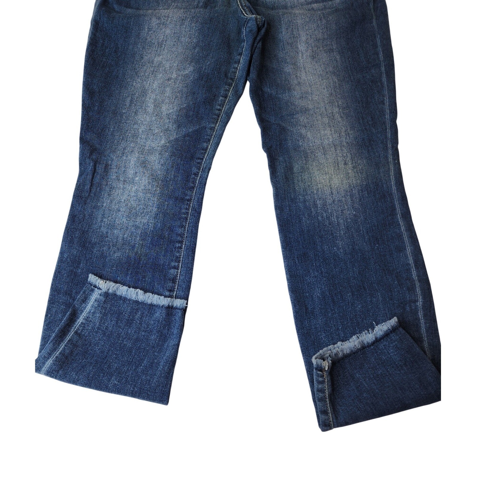 Joe’s Jeans Blanche Skinny Ankle Jeans 31 Blue Raw Hem Whiskered Stretch Denim