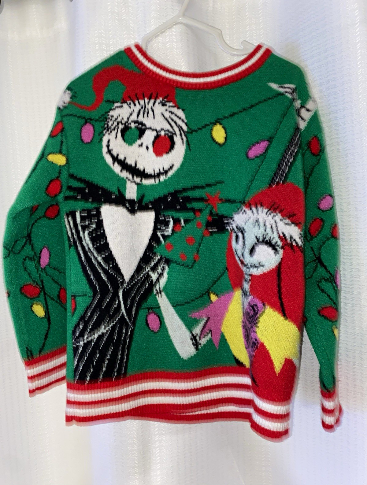 Disney Nightmare Before Christmas Jack & Sally Holiday Sweater Pullover XS 5/6