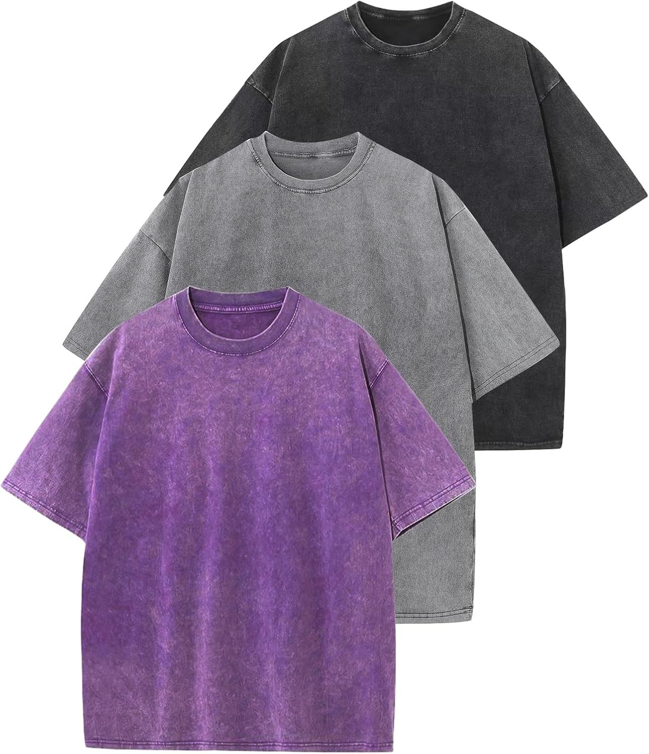 3 Pack Men’s Oversized Vintage T-Shirts – Loose Fit Casual Short Sleeve Tops