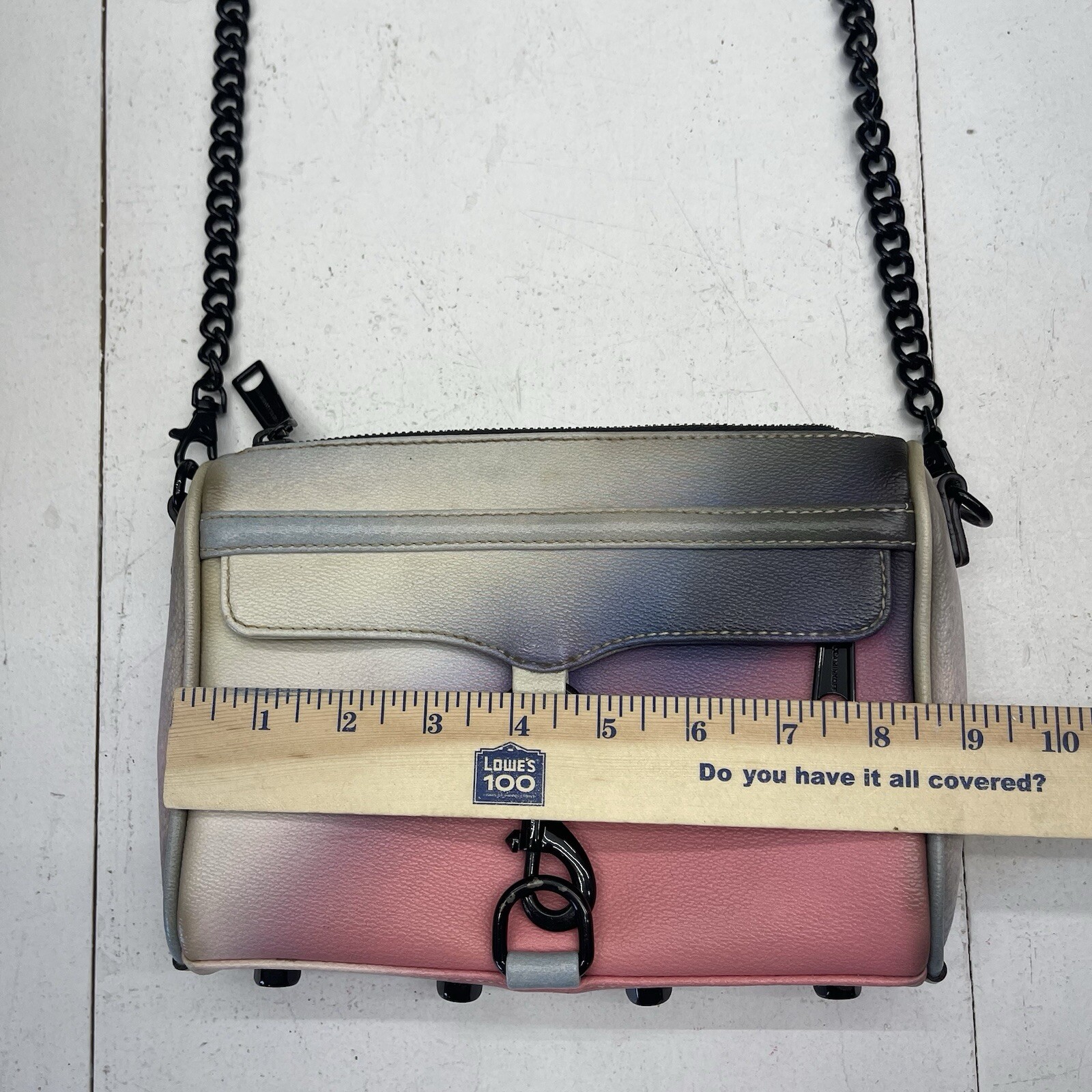 Rebecca Minkoff Mini Mac Pink Blue Graffiti Chain Crossbody Purse