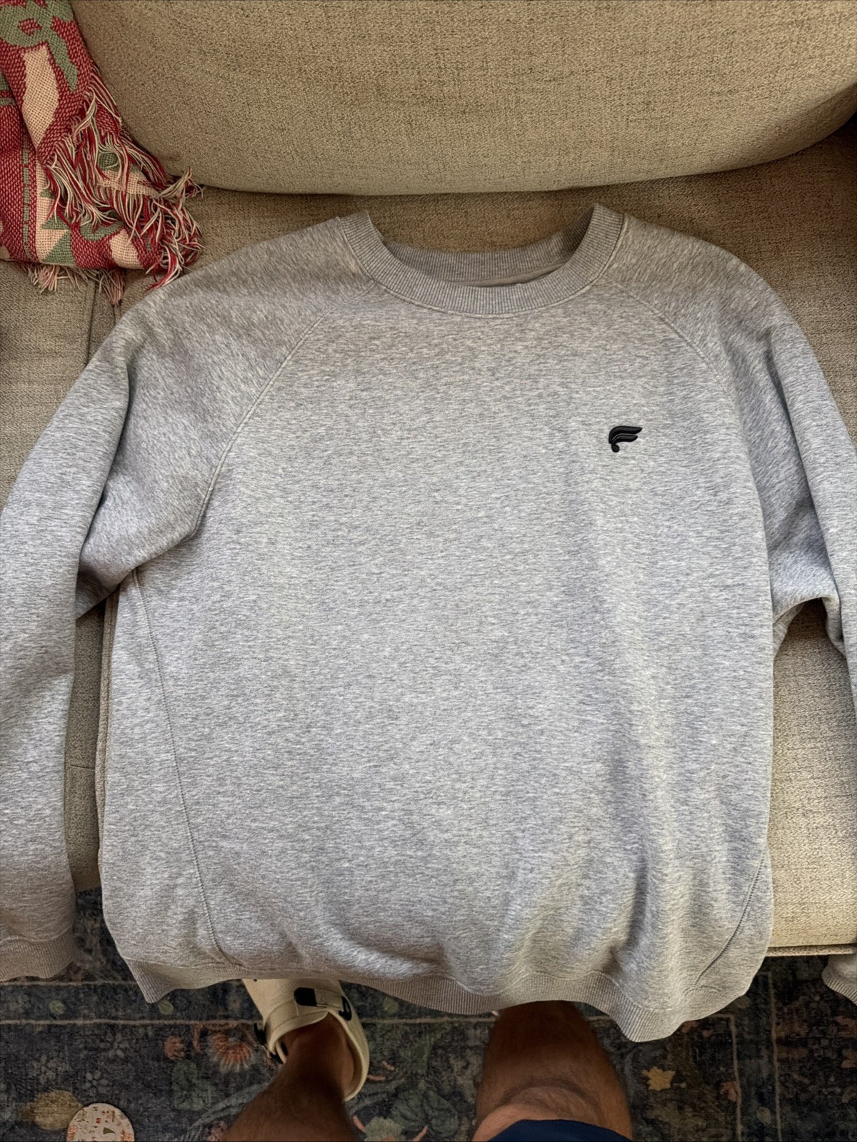 Fabletics sweatshirt grey gray fitness gym yoga athleisure medium soft cozy