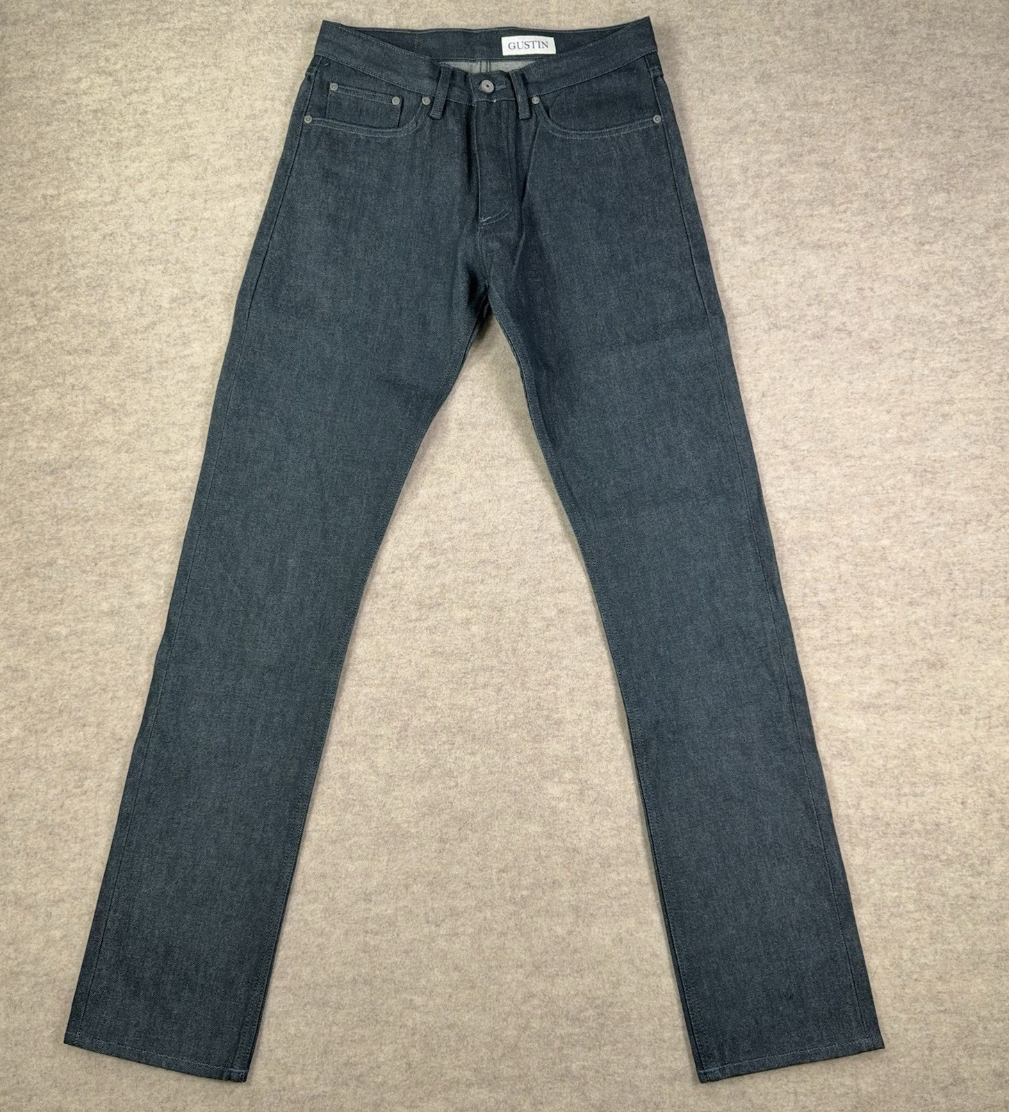 Gustin #200 Japan Viridian Selvedge Slim Jeans Mens *31×34* Raw Denim Button Fly