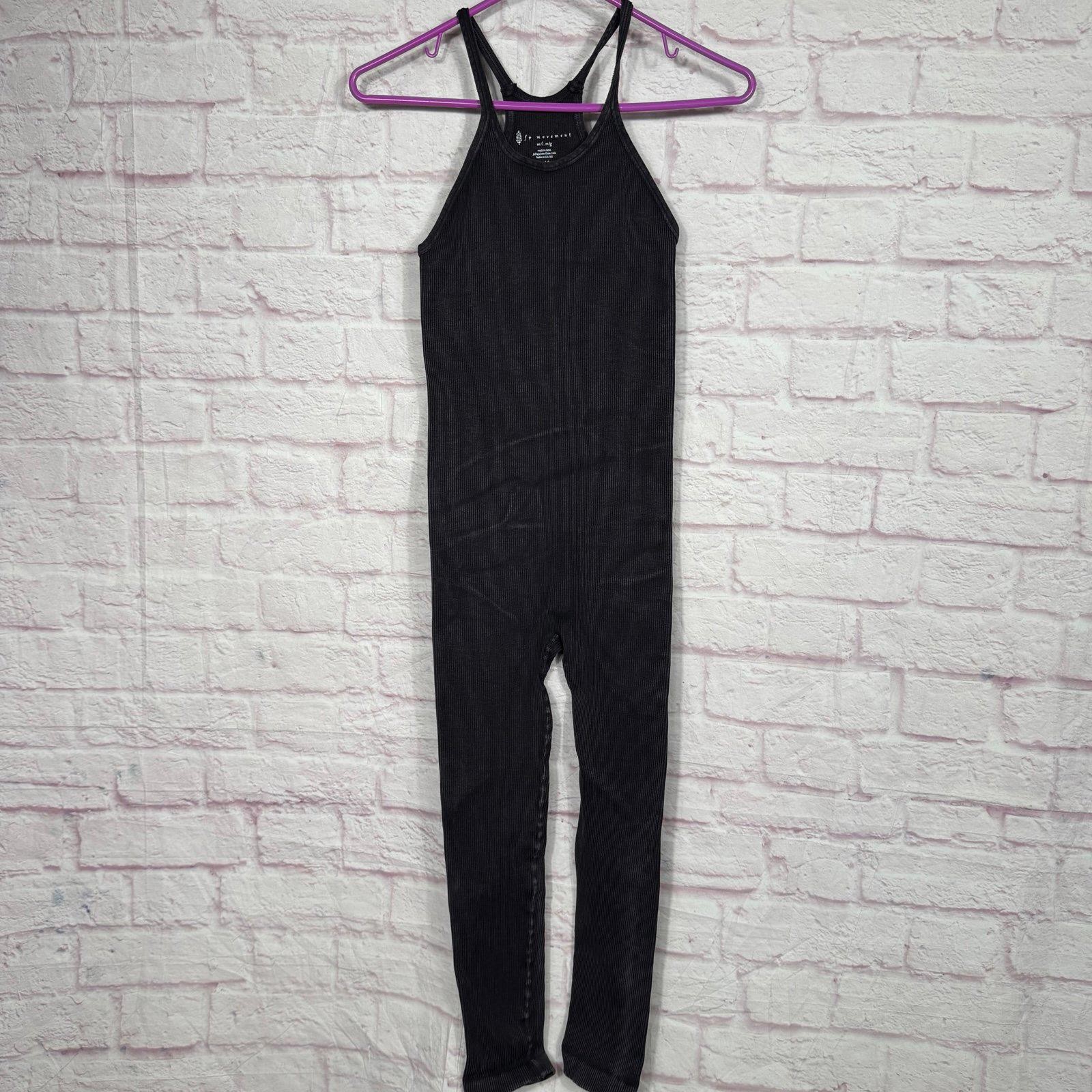 FP Movement M/L Black Ribbed Jumpsuit
