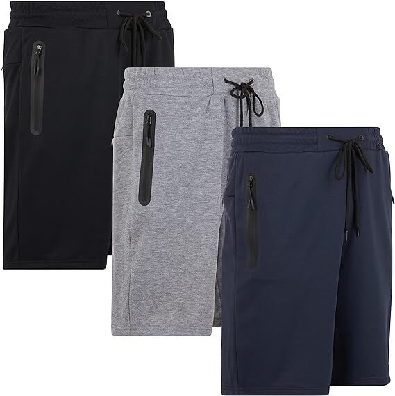 3 Pack: Men Sweat Shorts Soft Casual Cotton French Terry Fleece Lounge Gym Short