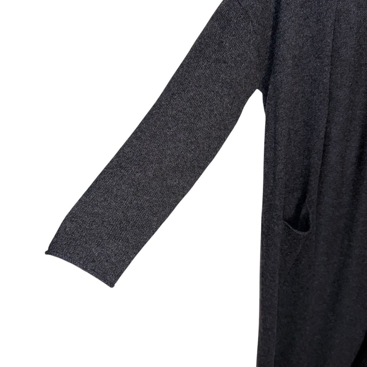 Van Winkle Womens Size Medium Heather Gray 100% Cashmere r Open Front Robe