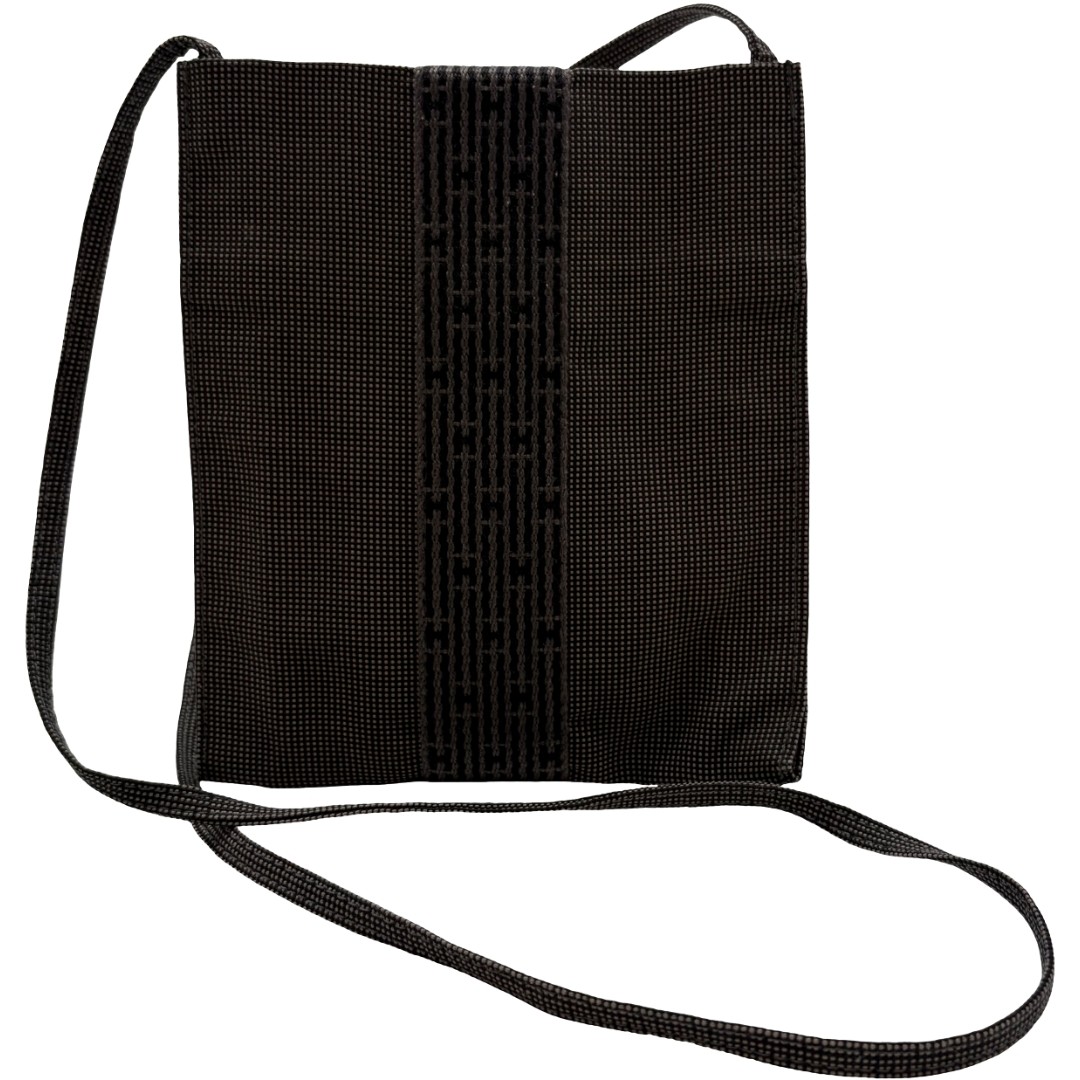 Authentic HERMES Herline Pochette Cross Body Bag Black Polyamide #36637285
