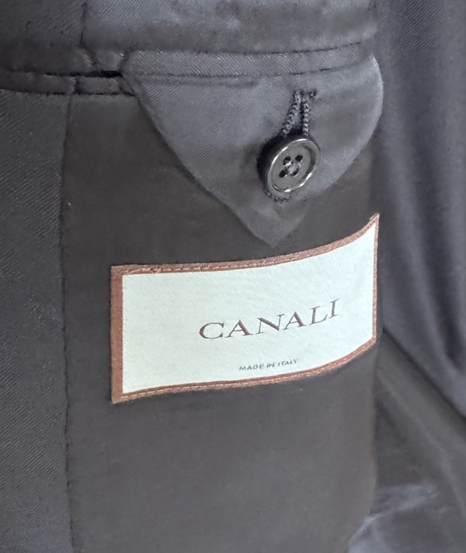 Canali Solid Wool Black Suit Size US 46R / EU 58 MSRP $2295