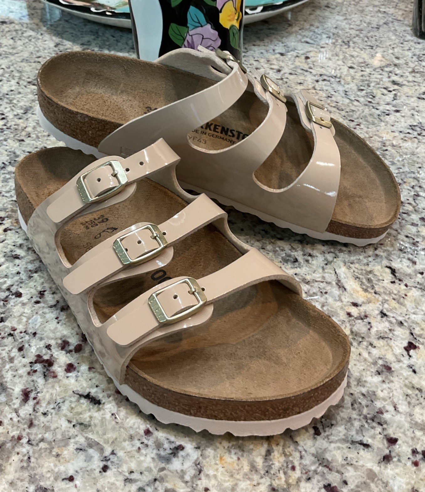 BIRKENSTOCK Womens Sz 8-8.5 M/EUR 39 FLORIDA Birko Flor 1031757 SAND PATENT NEW