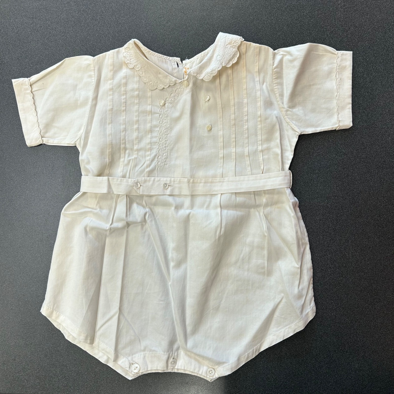 Vintage Baby/Toddler Romper White Embroidered “Handmade” Size 1(18-24mos)