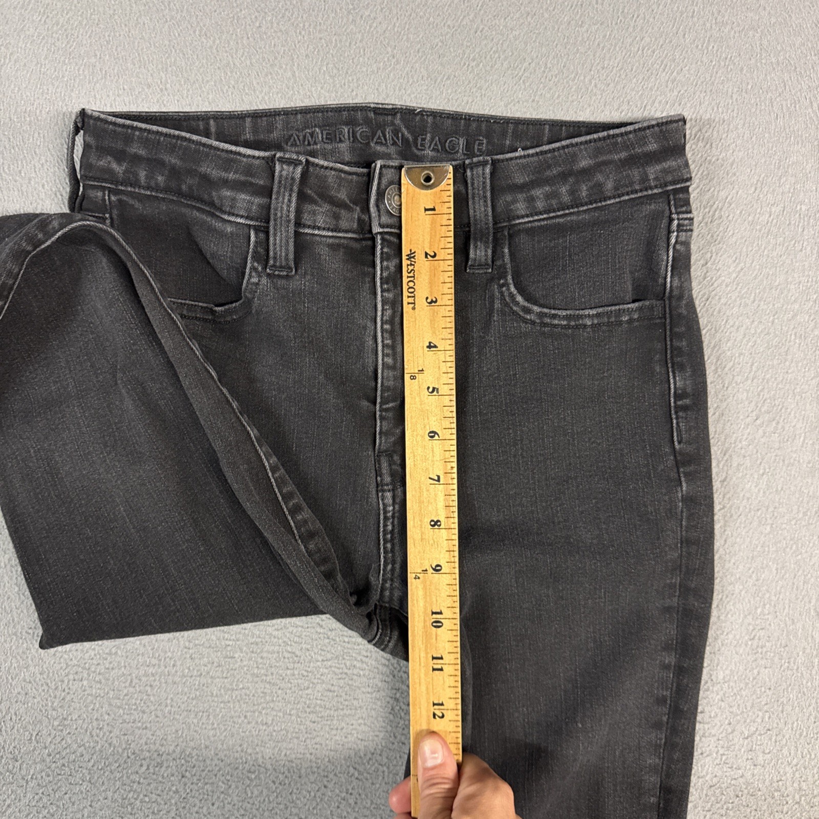 American Eagle Jeans Womens 4 Black Super Hi Rise Jegging Stretch Denim Preppy