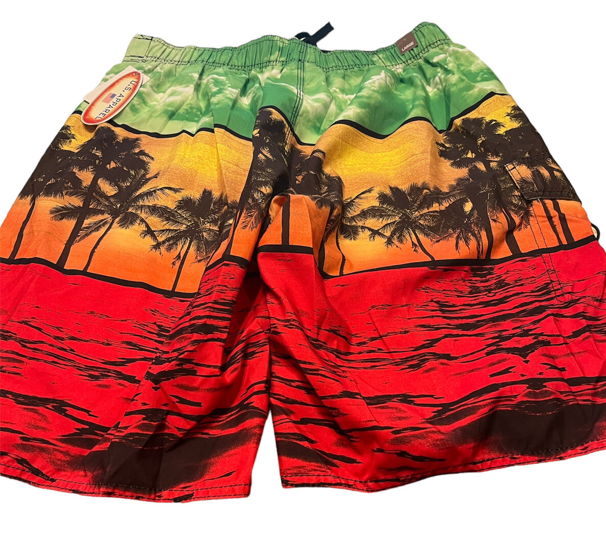 U.S. Apparel Swim Trunk Men’s Large Multicolor NWT Drawstring Lightweight 36″