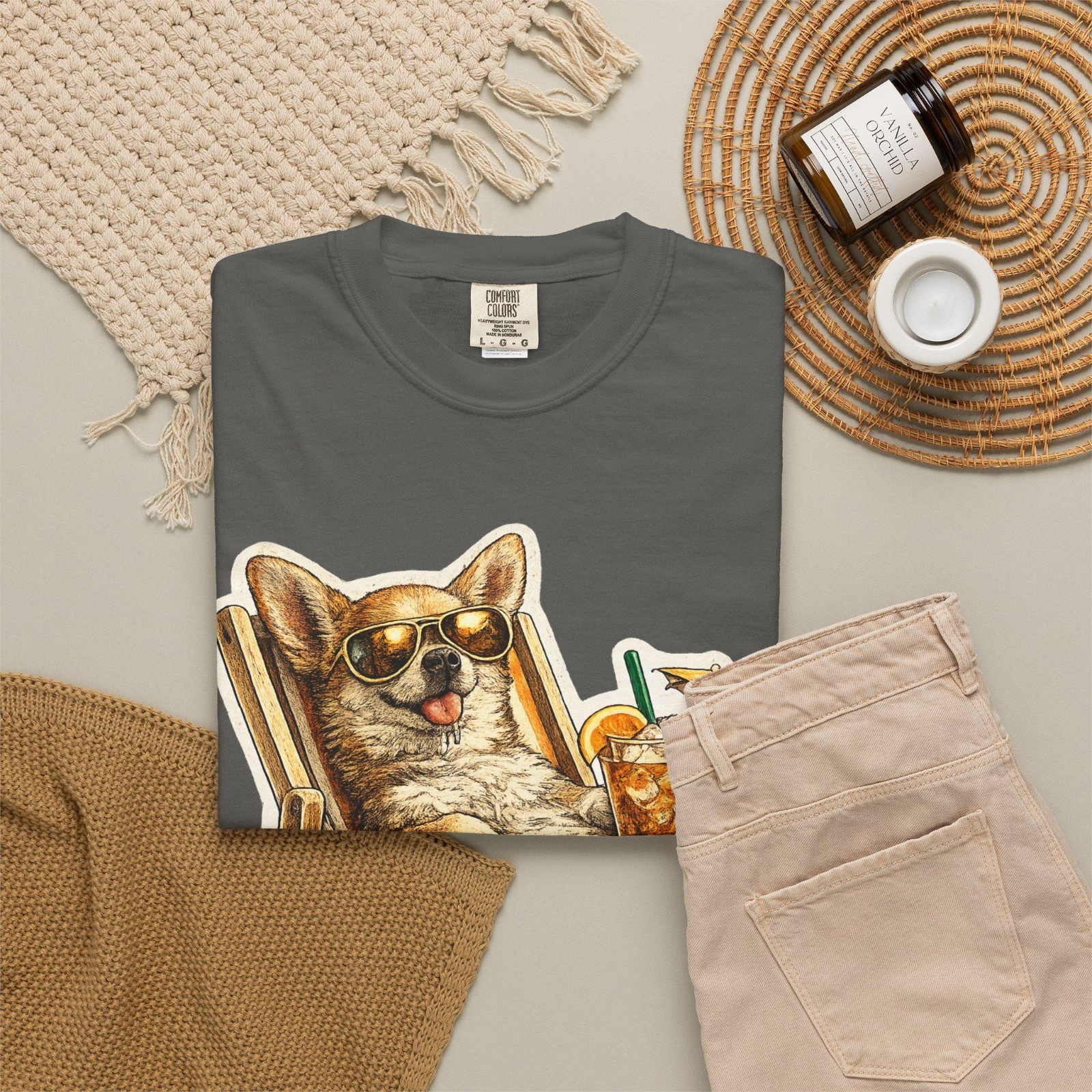 Relaxed Corgi With Drink Too Small for Responsibilities T-shirt