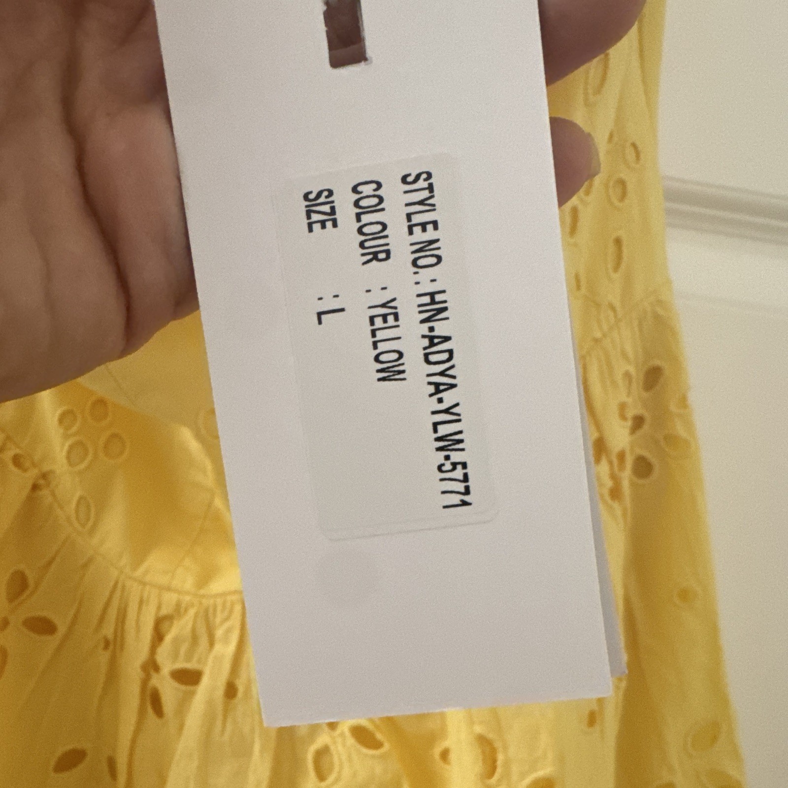 Hemant & Nandita Yellow Solid Eyelet Ruffle Mini Dress Women’s L