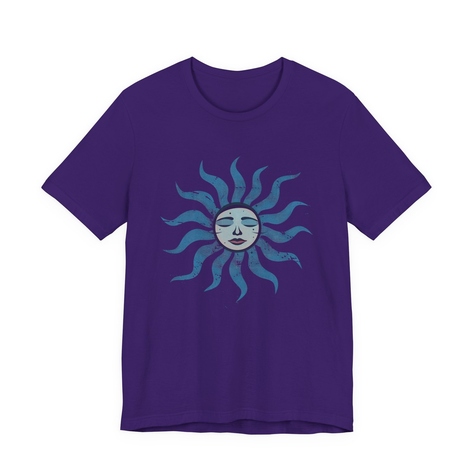 Blue Sun Face Graphic Tee | Celestial Sunburst Boho Alternative soft t-shirt